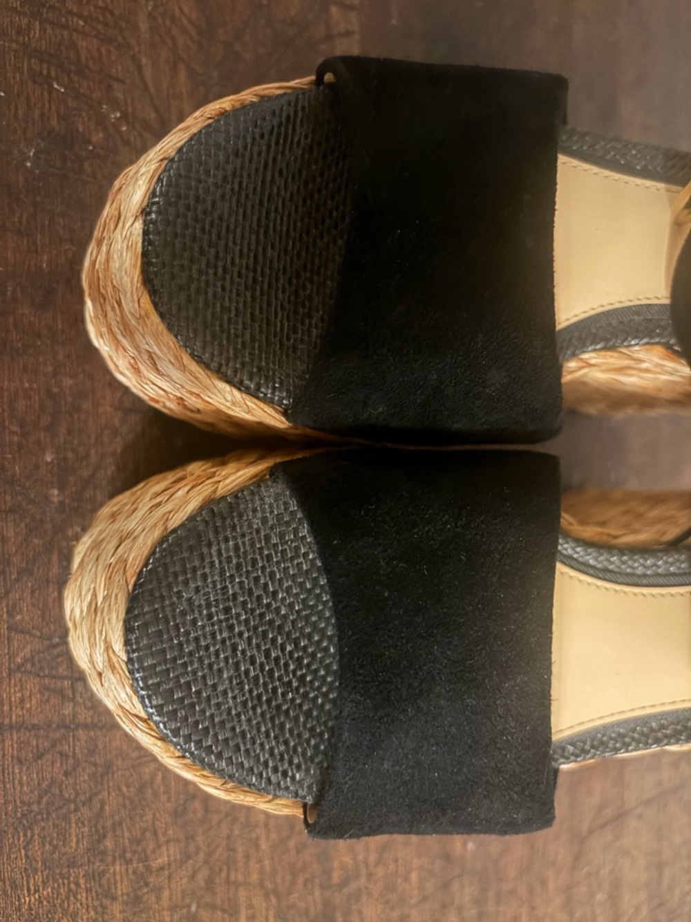 Sam Edelman Espadrille Wedge Sandals Black Raffia Platform Size 6 Summer Staple - Picture 8 of 10